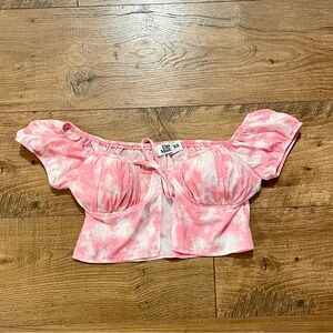 Pink and White tie dye crop top